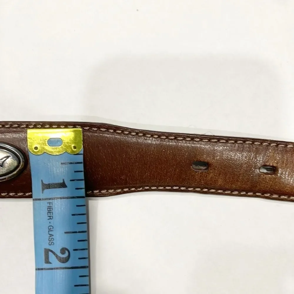 Greg Norman Mens golf belt‎ Genuine leather with shark conchos Sz 40 Brown